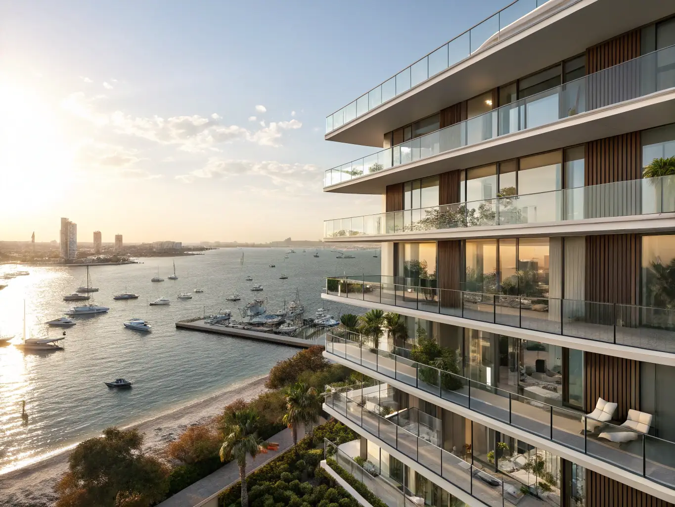 A high-rise building on the Gold Coast with panoramic ocean views, symbolizing a landmark development and excellent rental yields.