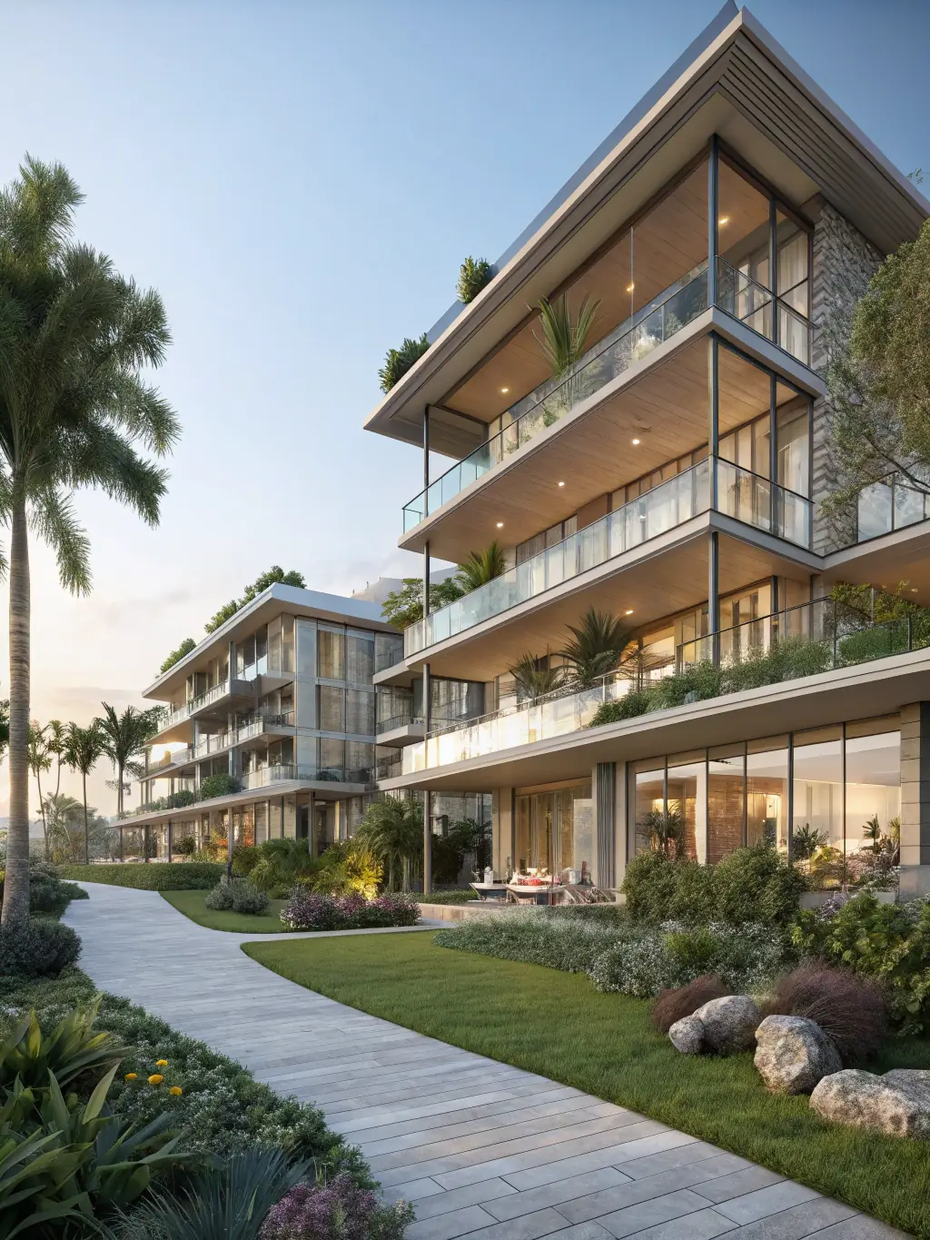 A modern architectural visualization of a luxury apartment complex in South East Queensland, emphasizing its investment potential.